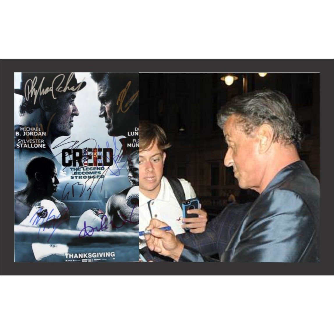 Creed Sylvester Stallone Carl Weathers Michael B Jordan 11 by 14 movie poster signed with proof