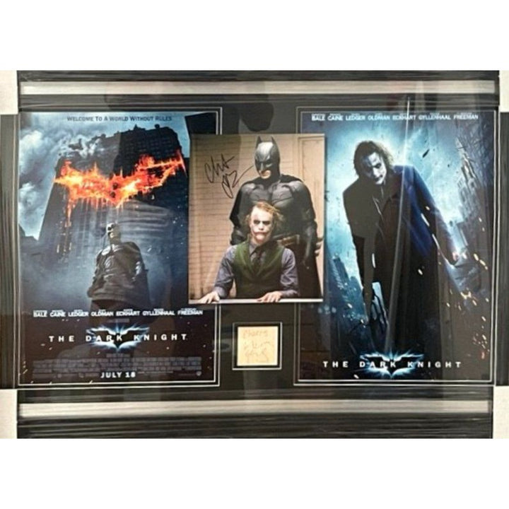 Batman The Dark Knight Christian Bale and Heath Ledger 35 x 24 frame and signed with proof