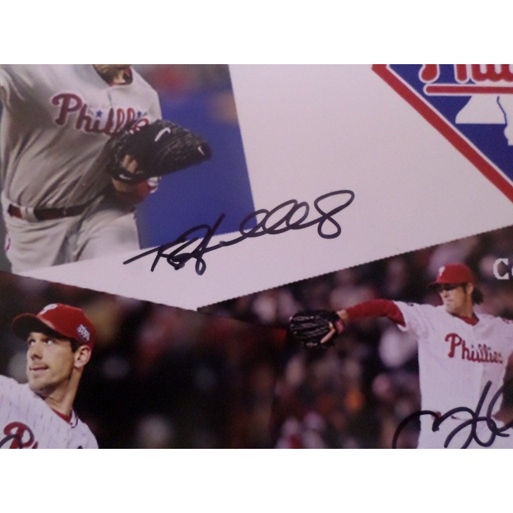 Roy Halladay Cole Hamels and Cliff Lee 8 by 10 signed photo - Awesome Artifacts 