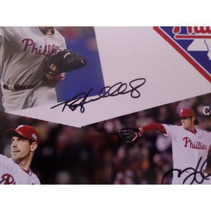 Roy Halladay Cole Hamels and Cliff Lee 8 by 10 signed photo