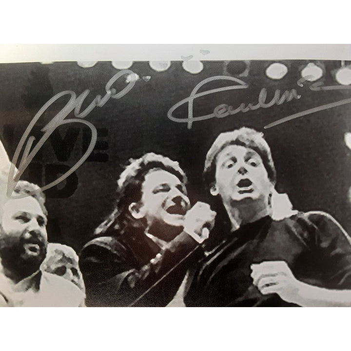 Paul McCartney Bono and George Michael 8 by 10 signed photo with proof - Awesome Artifacts 