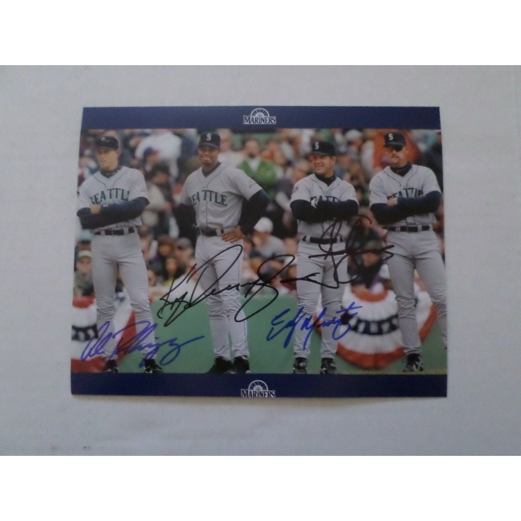 Ken Griffey jr. Jay buhner Edgar Martinez Alex Rodriguez 8 by 10 signed photo with proof