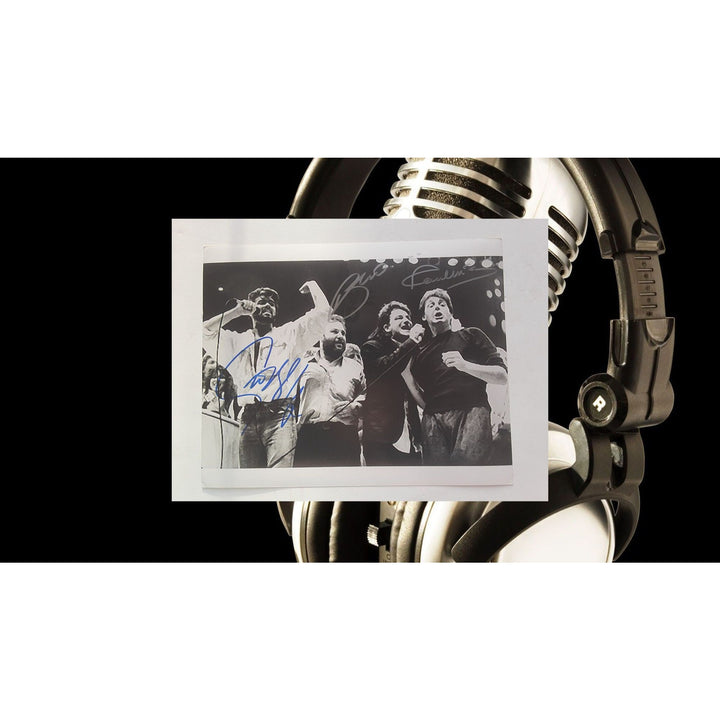 Paul McCartney Bono and George Michael 8 by 10 signed photo with proof - Awesome Artifacts 