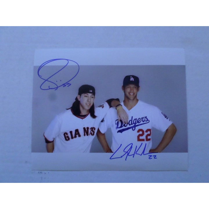 Clayton Kershaw and Tim Lincecum 8 by 10 signed photo