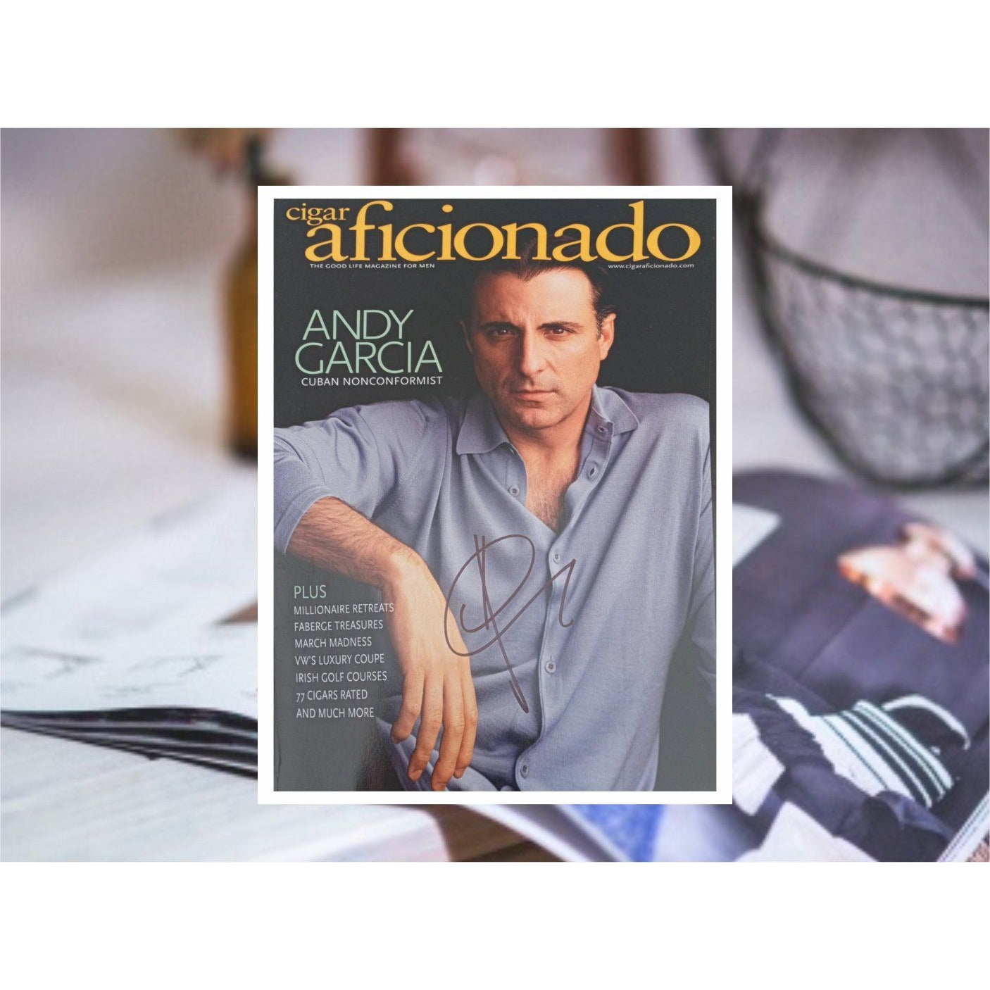 Andy Garcia Cigar Aficionado magazine cover signes