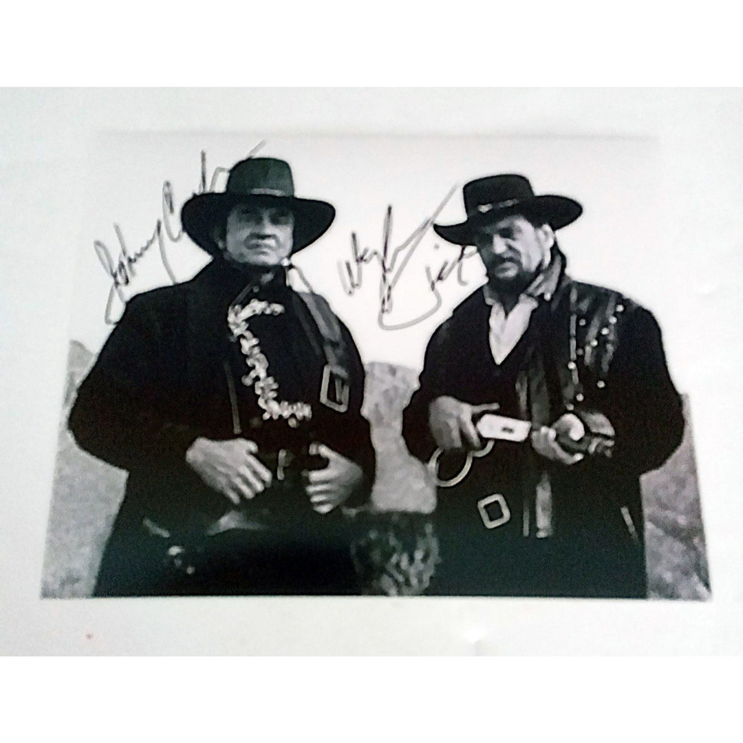 Waylon Jennings and Johnny Cash 8 by 10 signed photo with proof - Awesome Artifacts 