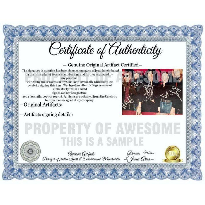 Certificate of Authenticity for Steven Tyler Joe Perry Aerosmith 16 x 20 photo signed with proof