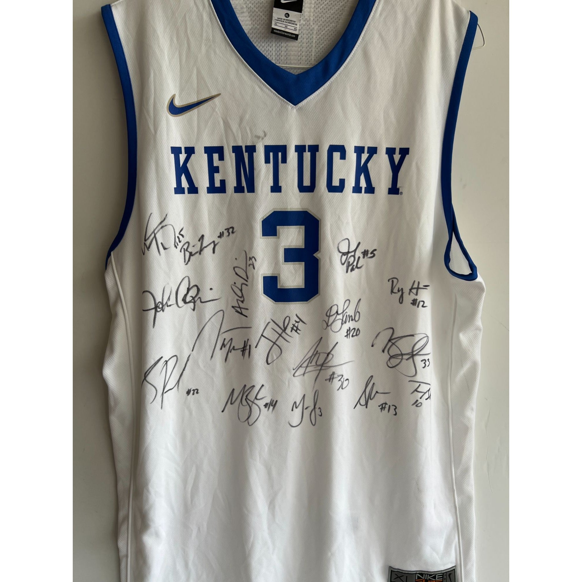 John Calipari, Anthony Davis 2011-12 Kentucky Wildcats NCAA champions signed jersey with proof