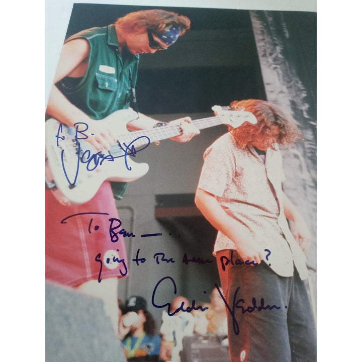 Eddie Vedder and Jeff Amant Pearl Jam signed 11 by 14 photo