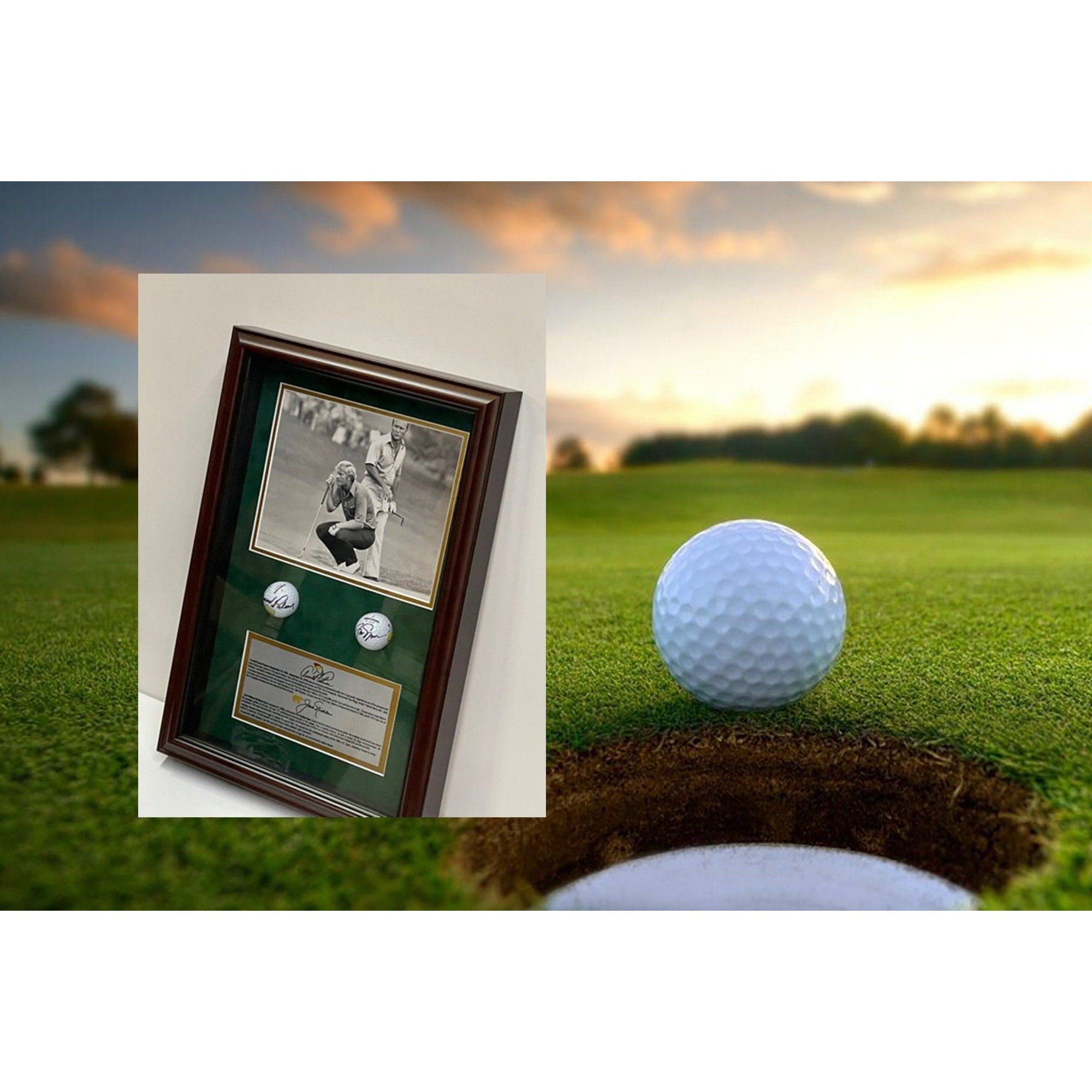 Jack Nicklaus and Arnold Palmer signed and framed with proof
