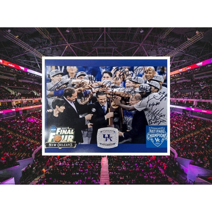 University of Kentucky Anthony Davis John Calipari 2012 NCAA national champions team signed 11 by 14 photo