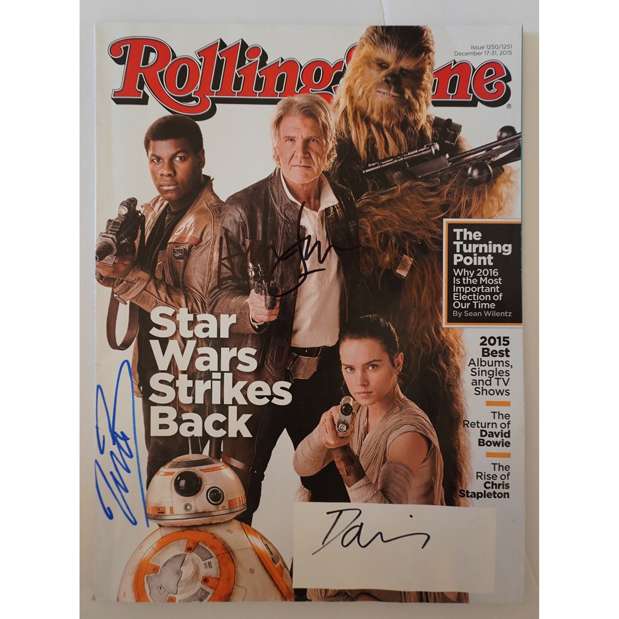 John Boyega Daisy Ridley Harrison Ford Star Wars signed Magazine with proof