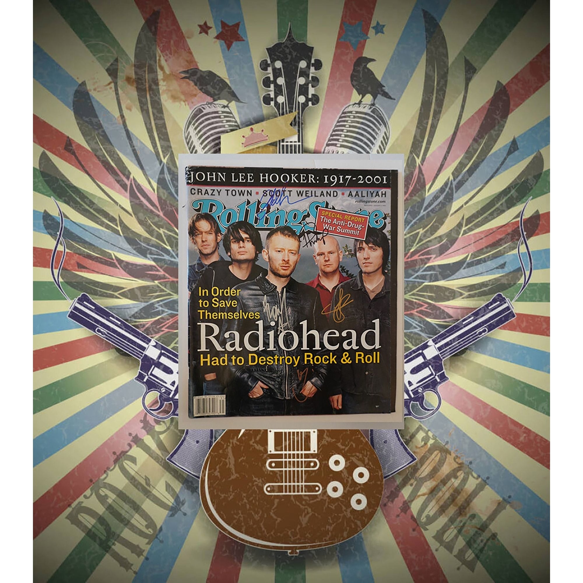 Radiohead Thom Yorke band signed magazine with proof