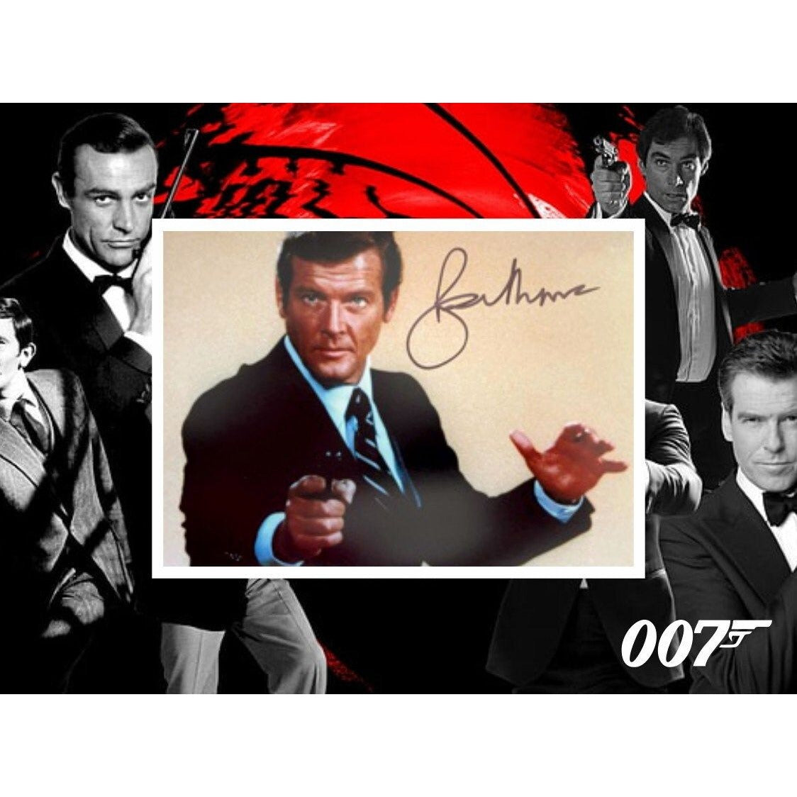 Roger Moore James Bond 007 5 x 7 photo signed with proof