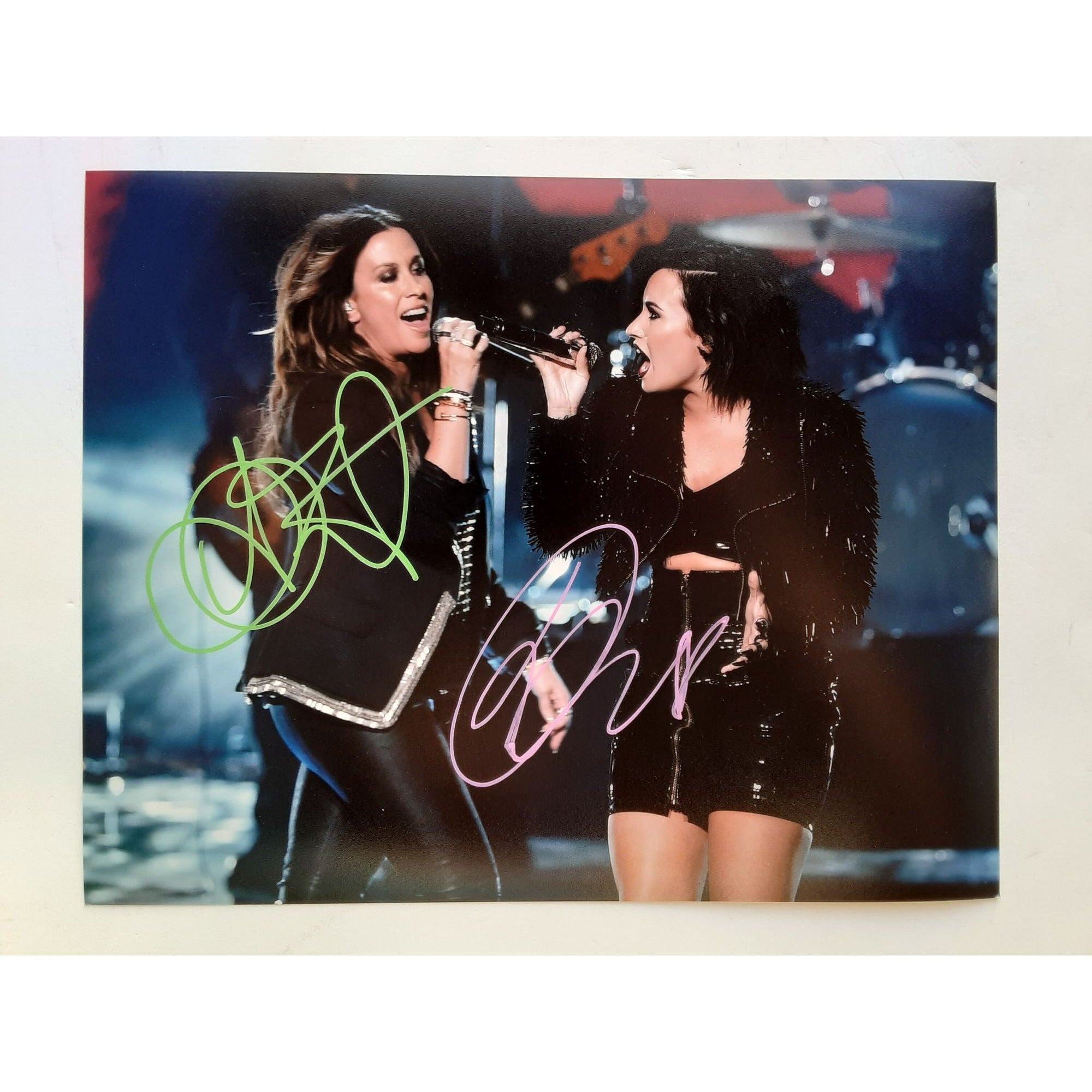 Demi Lovato, Alanis Morissette 8 by 10 signed photo with proof