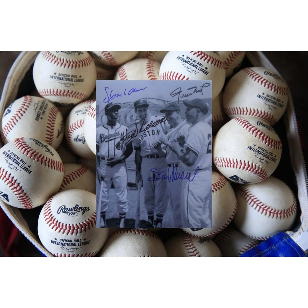 Ted Williams Stan Musial Willie Mays and Hank Aaron 8X10 signed photo - Awesome Artifacts 