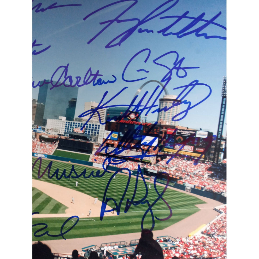 Bob Gibson, Whitey Herzog, Albert Pujols, Ozzie Smith, Stan Musial 8 by 10 signed photo with proof