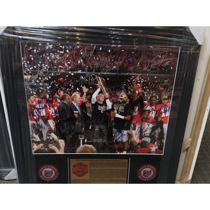 Ohio State Buckeyes Ezekiel Elliott National Championship team 16 by 20 photo framed signed