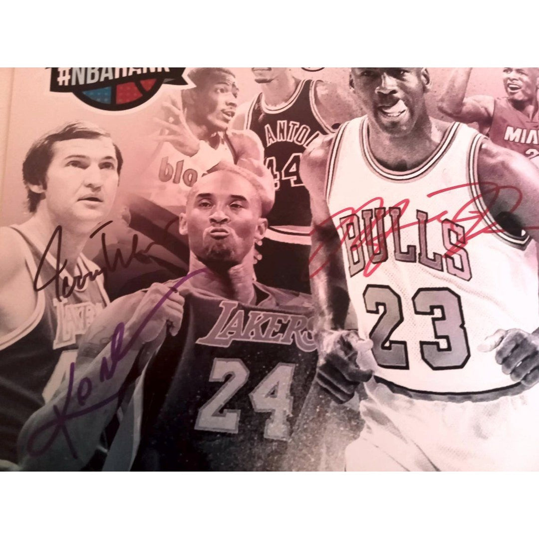 Michael Jordan Allen Iverson Ray Allen Reggie Miller Willis Reed Kobe Bryant 11 by 14 photo signed