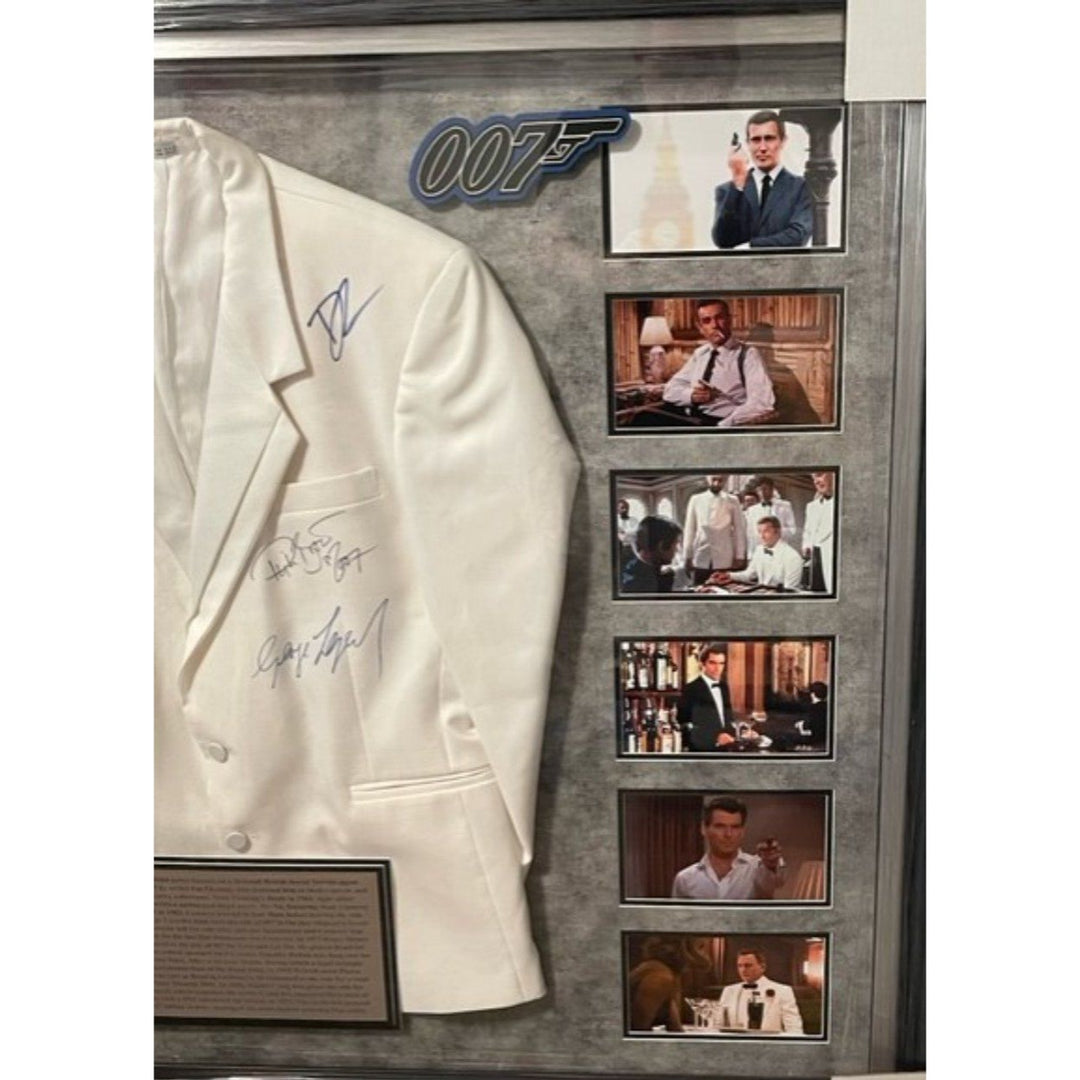 James Bond Sean Connery Roger Moore Daniel Craig Pierce Brosnan tuxedo signed and framed with proof 44x42