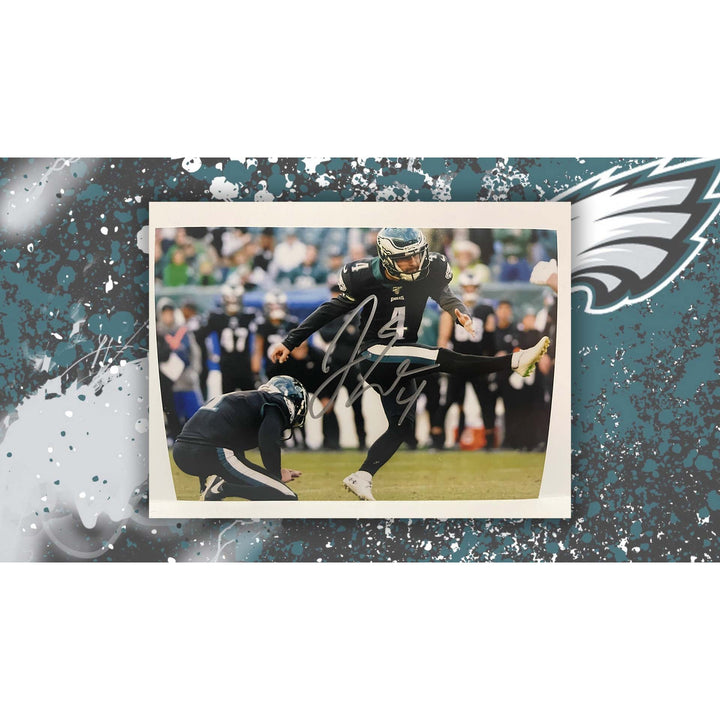 Jake Elliott Philadelphia Eagles 5x7 photo signed with proof with free acrylic frame