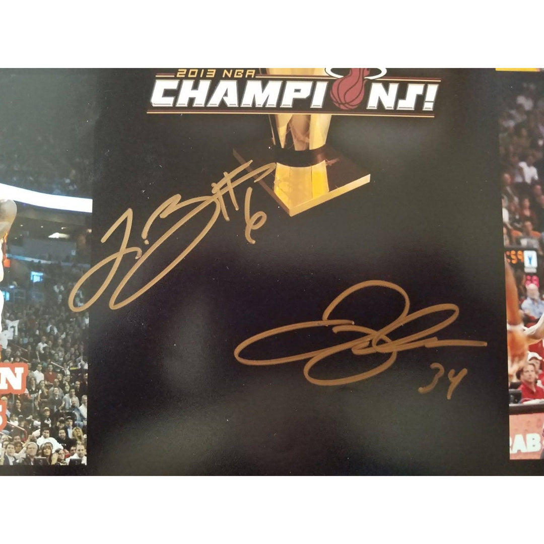 Miami Heat  LeBron James, Dwyane Wade, Chris Bosh and Ray Allen 11 by 14 signed photo - Awesome Artifacts 