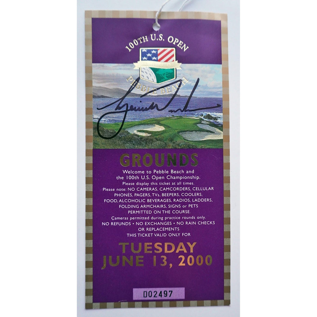 Tiger Woods US Open Pebble Beach signed ticket with proof - Awesome Artifacts 