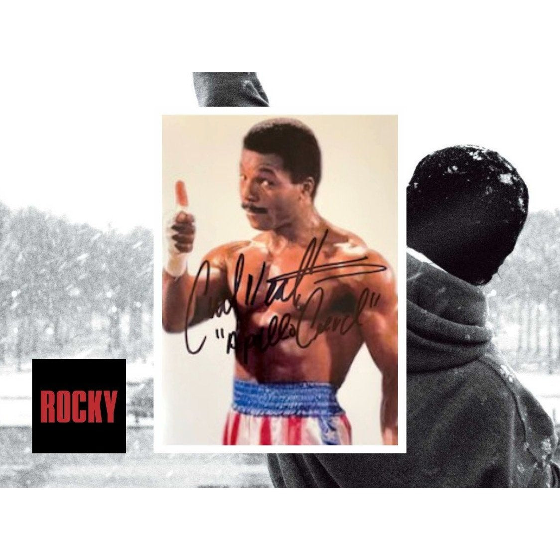 Carl Weathers Apollo Creed 5 x 7 photo sign with proof