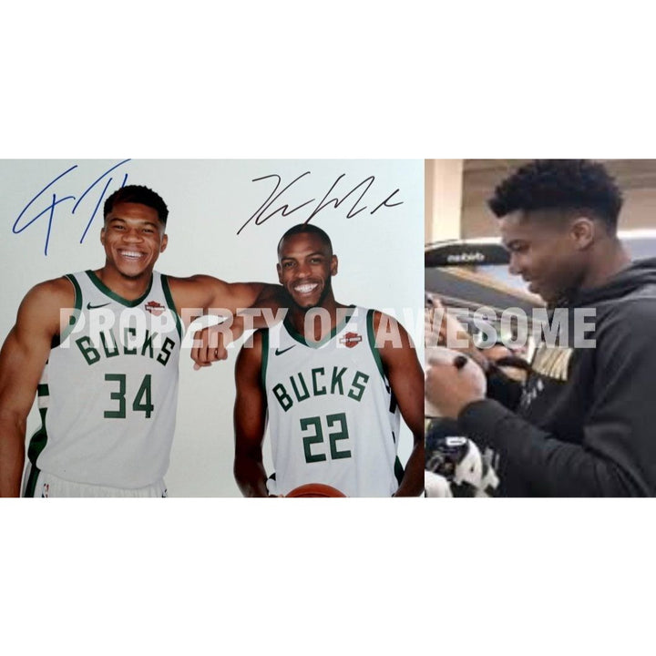 Milwaukee Bucks Giannis Antetokounmpo Kris Middleton 8 x 10 photo signed with proof - Awesome Artifacts 