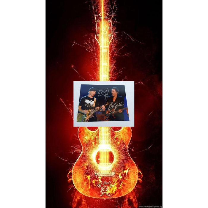 The Edge and Bruce Springsteen 8 by 10 signed photo with proof