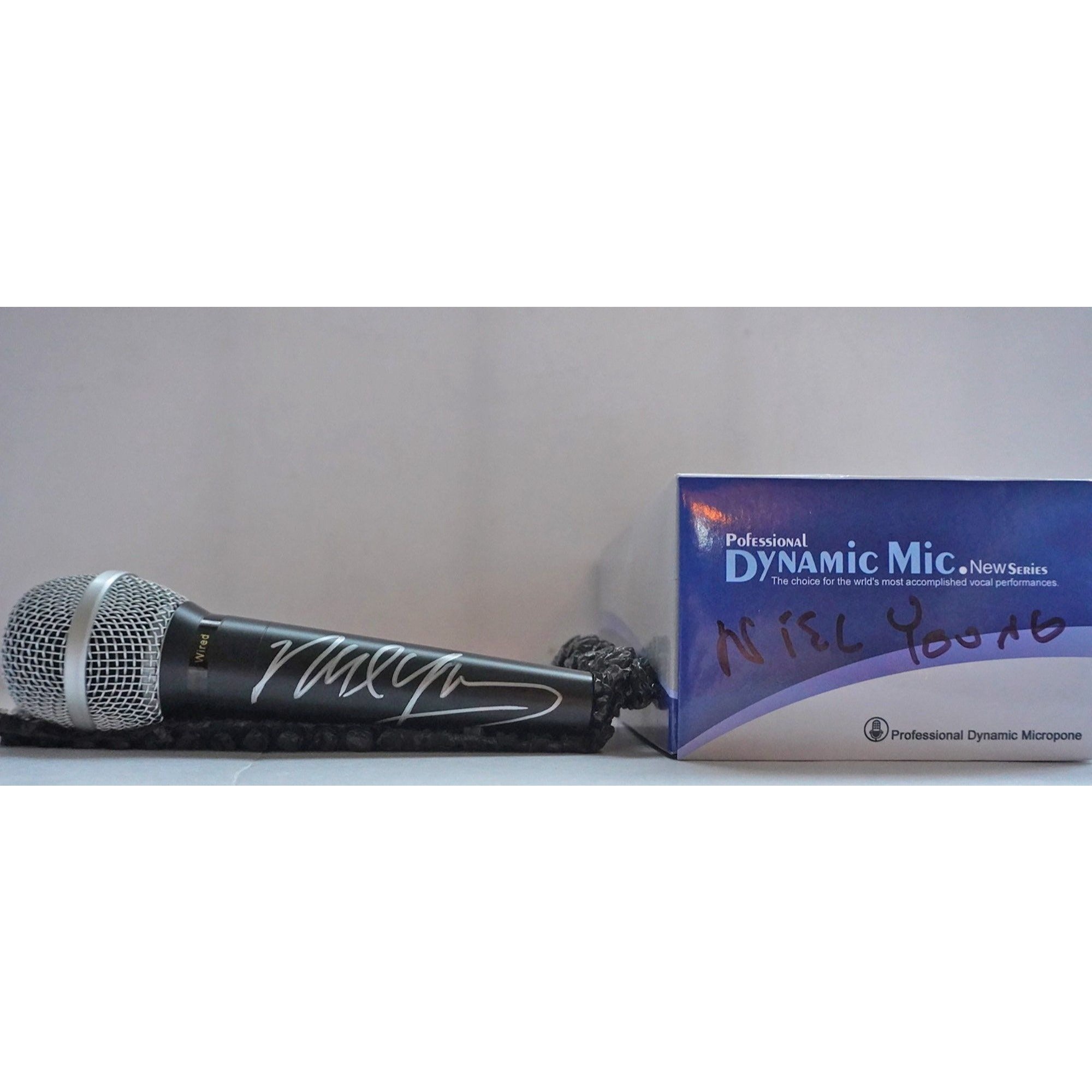 Neil Young signed microphone with proof