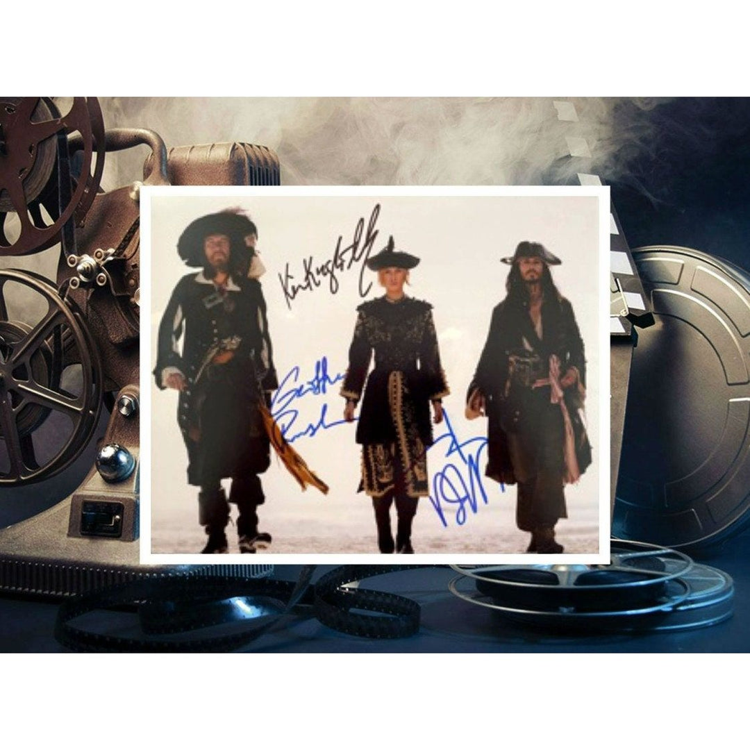 Pirates of the Caribbean Johnny Depp Keira Knightley 8 by 10 photo signed with proof - Awesome Artifacts 