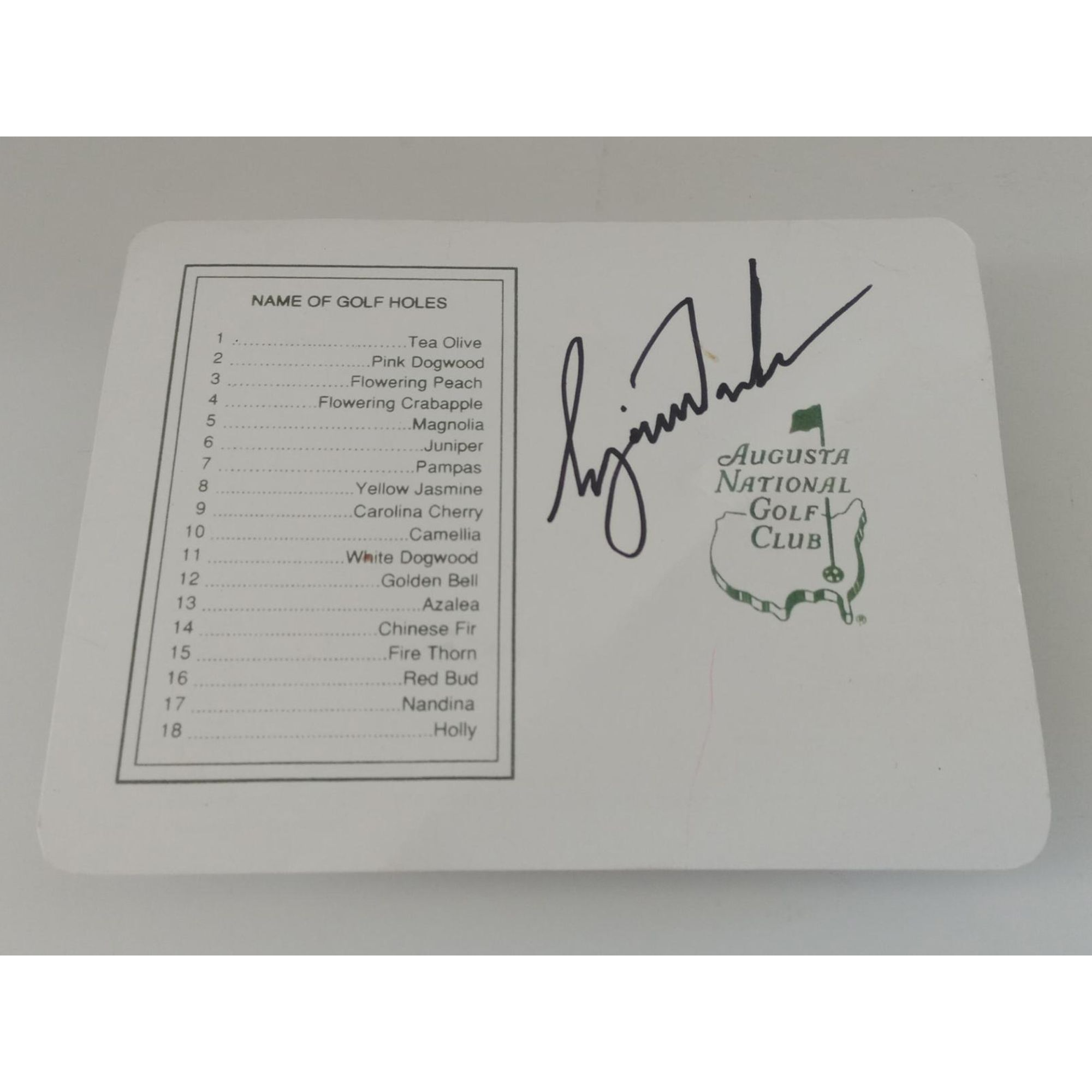 Tiger Woods Masters golf scorecard signed with proof