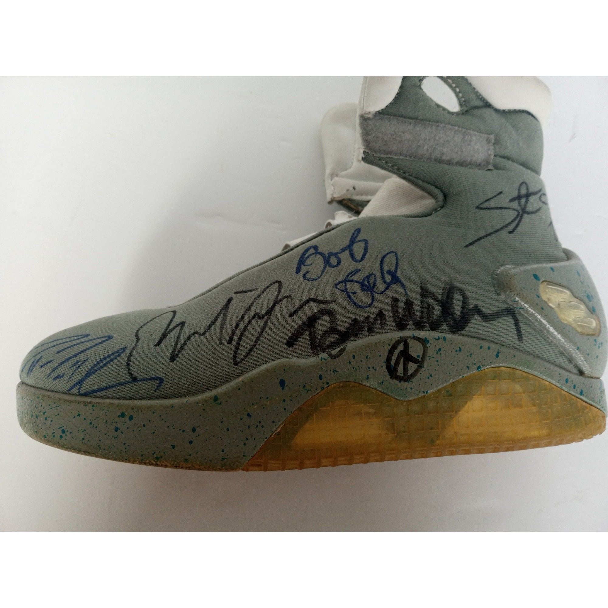 Michael J. Fox, Steven Spielberg, Back to the Future cast shoe signed with proof