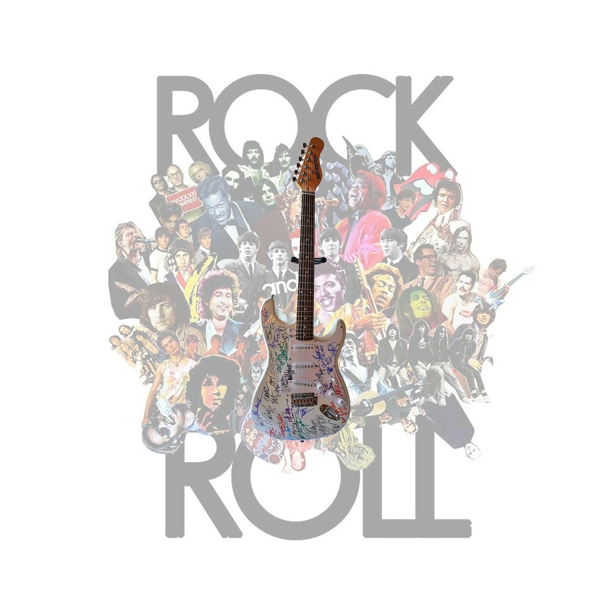 33 Legends of Rock and Roll  Eric Clapton, Paul McCartney, Brian Wilson signed guitar with proof