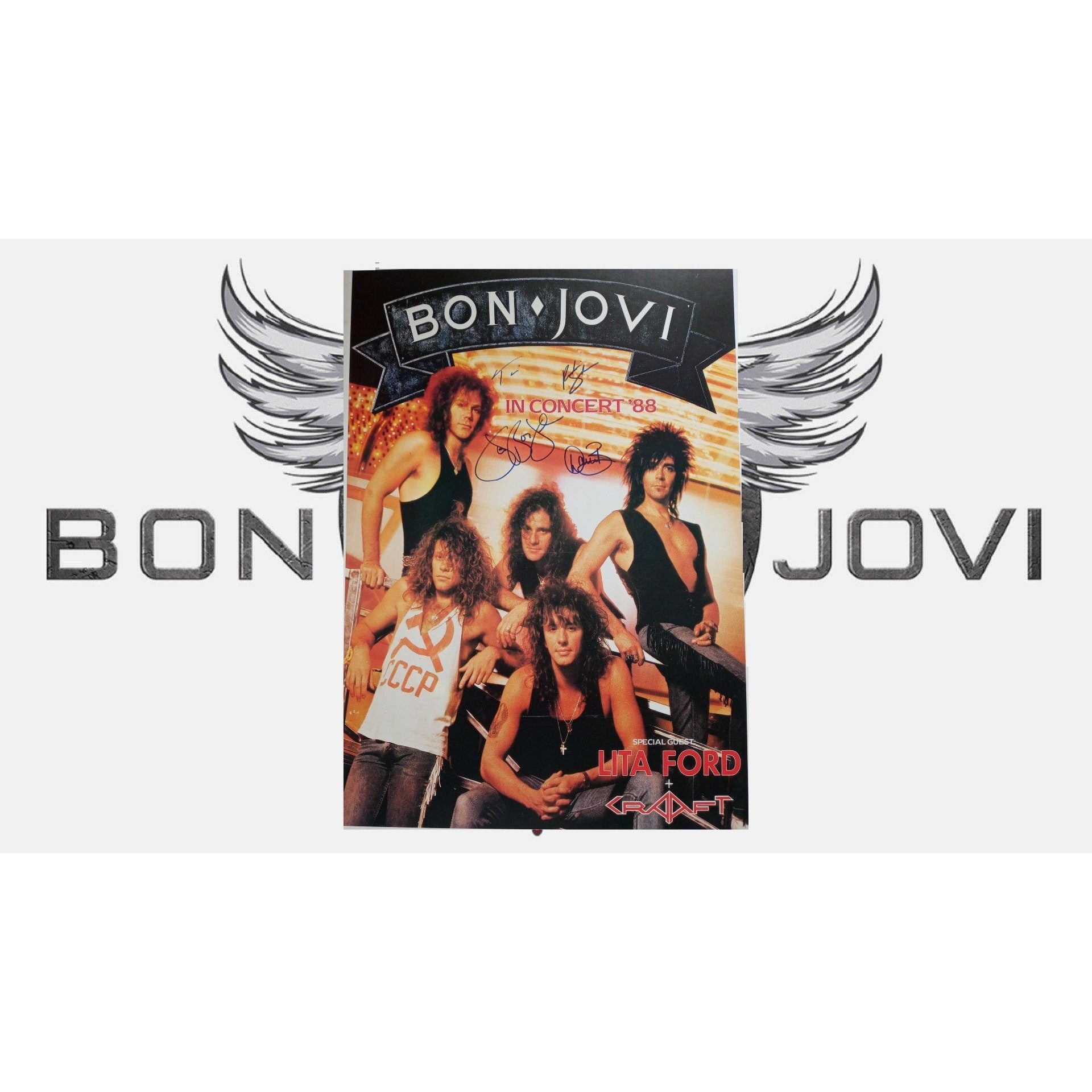 John Bon Jovi Richie Sambora Bon Jovi Band signed poster