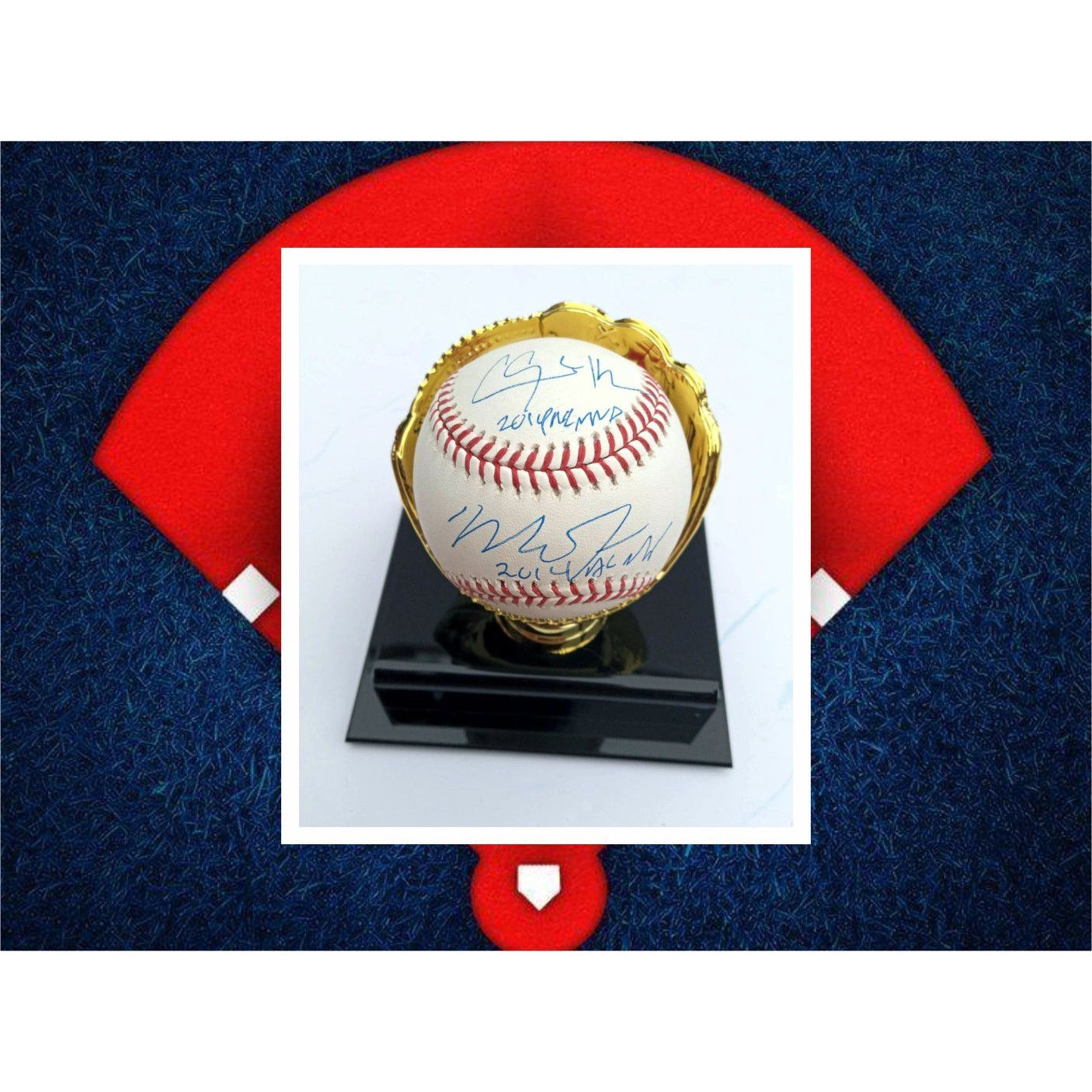 Mike Trout Clayton Kershaw sign and inscribed MLB baseball with proof
