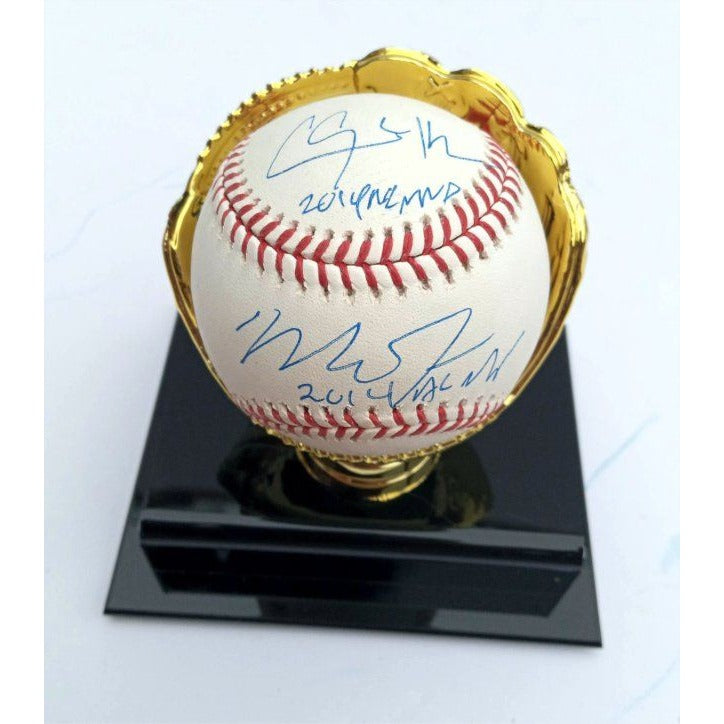 Mike Trout Clayton Kershaw sign and inscribed MLB baseball with proof