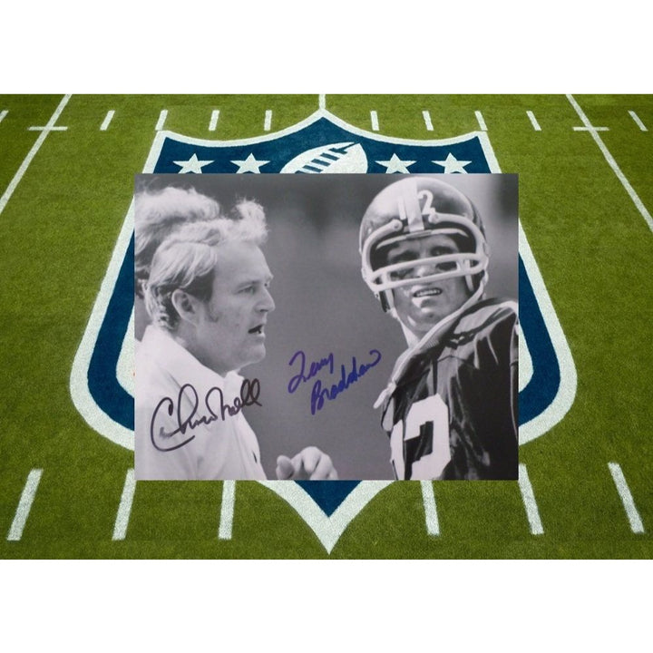 Terry Bradshaw and Chuck Noll Pittsburgh Steelers 8 by 10 signed photo - Awesome Artifacts 