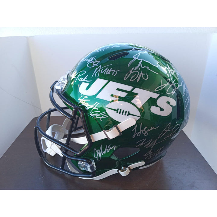 New York Jets 2022 Speed Riddell replica full size team signed helmet with proof