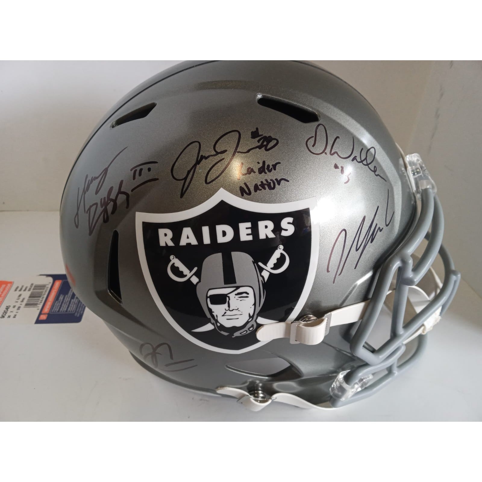Las Vegas Raiders Darren Waller David Carr Maxx Crosby Josh Jacobs replica speed helmet signed