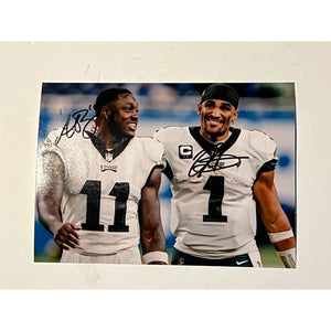 AJ Brown Jalen Hurts 5x7 photo signed with proof with free acrylic frame