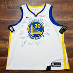 Load image into Gallery viewer, Steph Curry Andrew Wiggins Klay Thompson 2021-22 Golden State Warriors team signed jersey with proof
