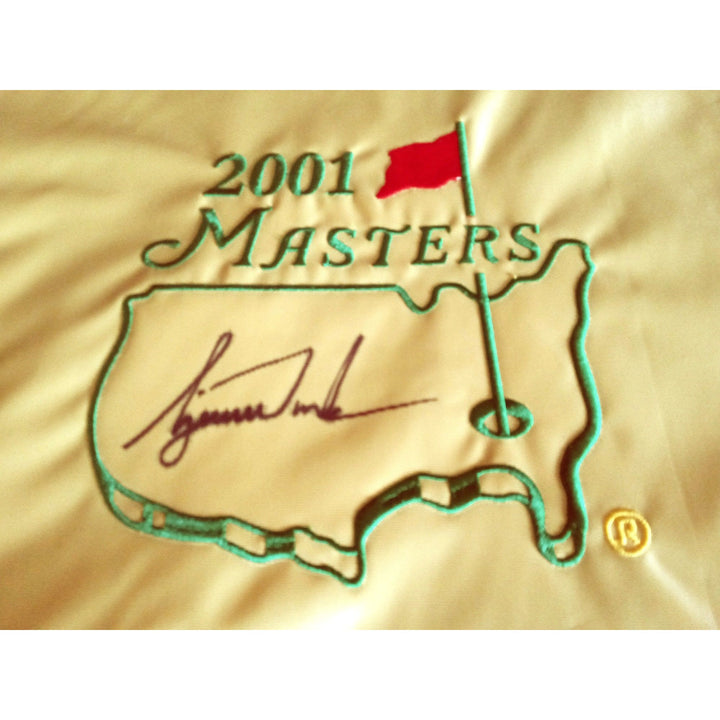 Tiger Woods 2001 Masters champion signed golf flag with proof - Awesome Artifacts 