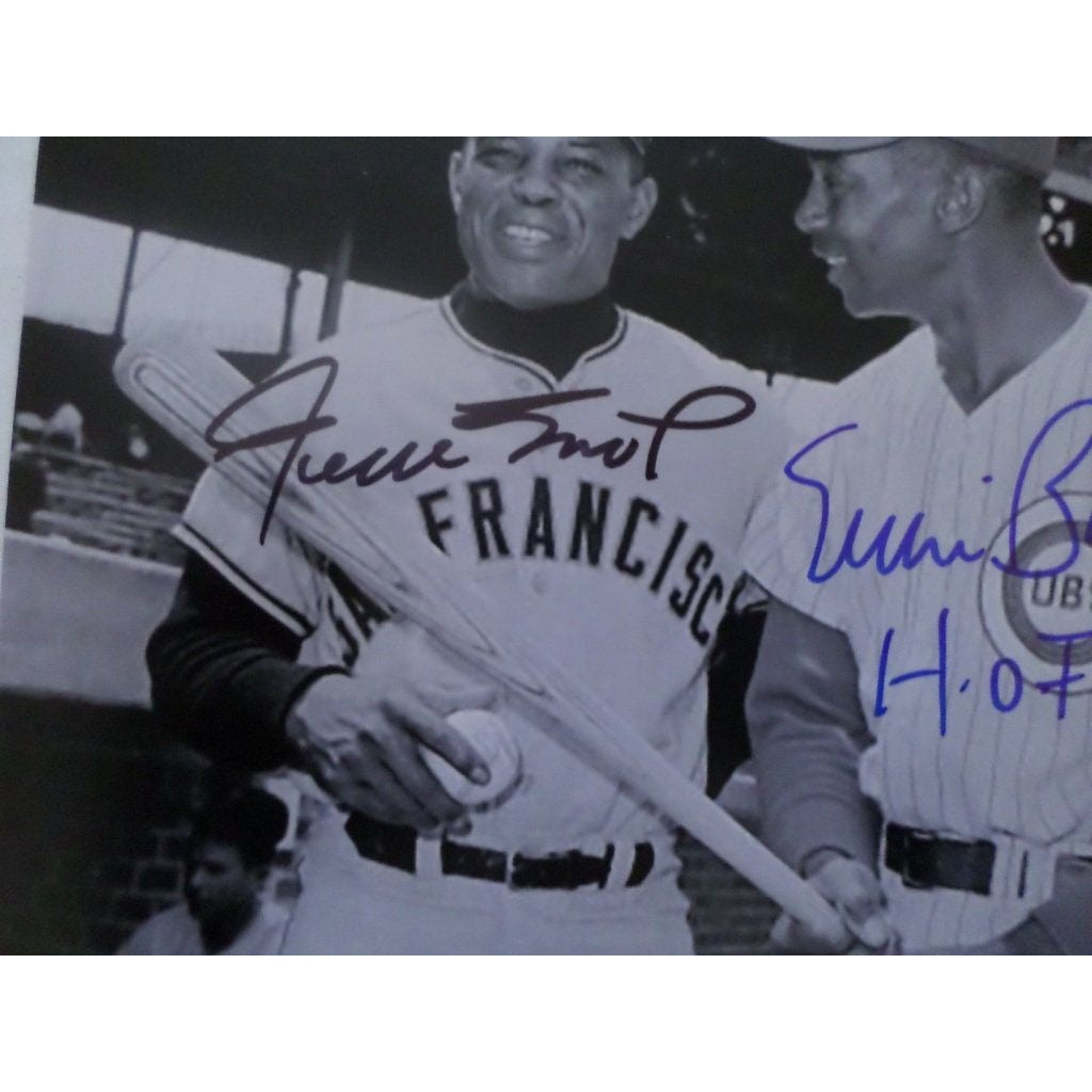 Autographed Willie Mays & Ernie Banks Signed Photo Hall of 