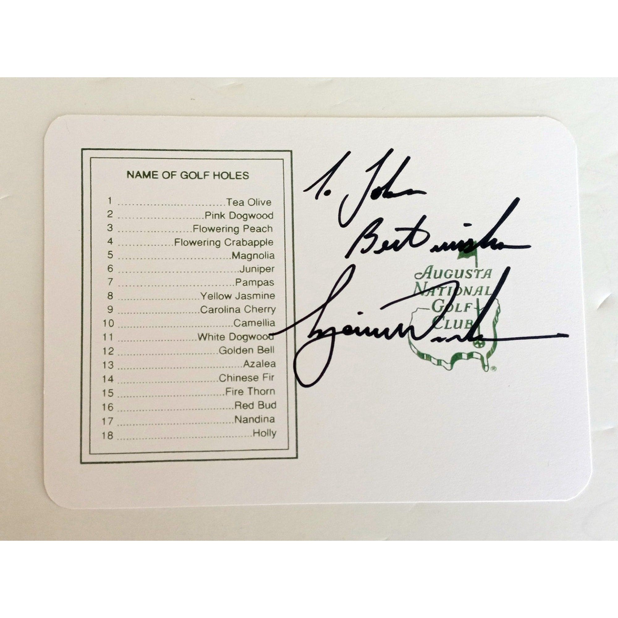Tiger Woods Masters scorecard personalized signed to John with proof