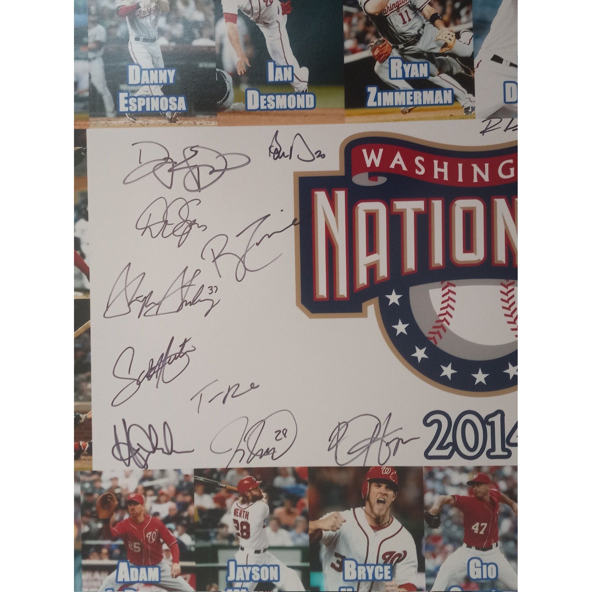 Washington Nationals Bryce Harper, Stephen Strasburg 2014 team signed 20x30 photo with proof