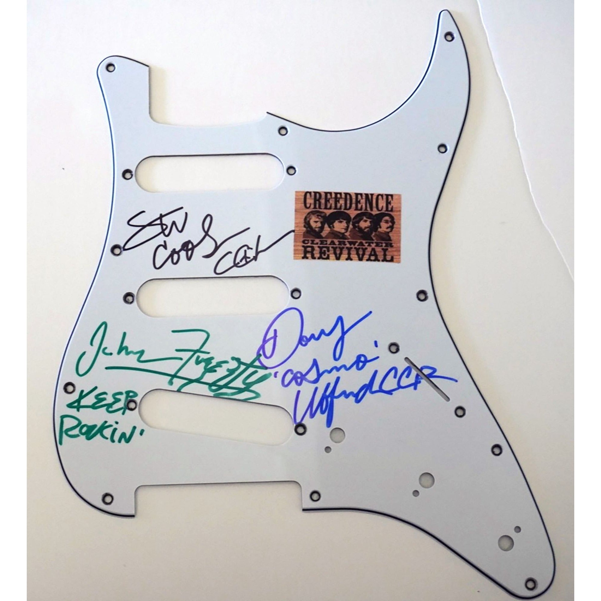John Fogerty, Creedence Clearwater Revival guitar pickguard signed with proof