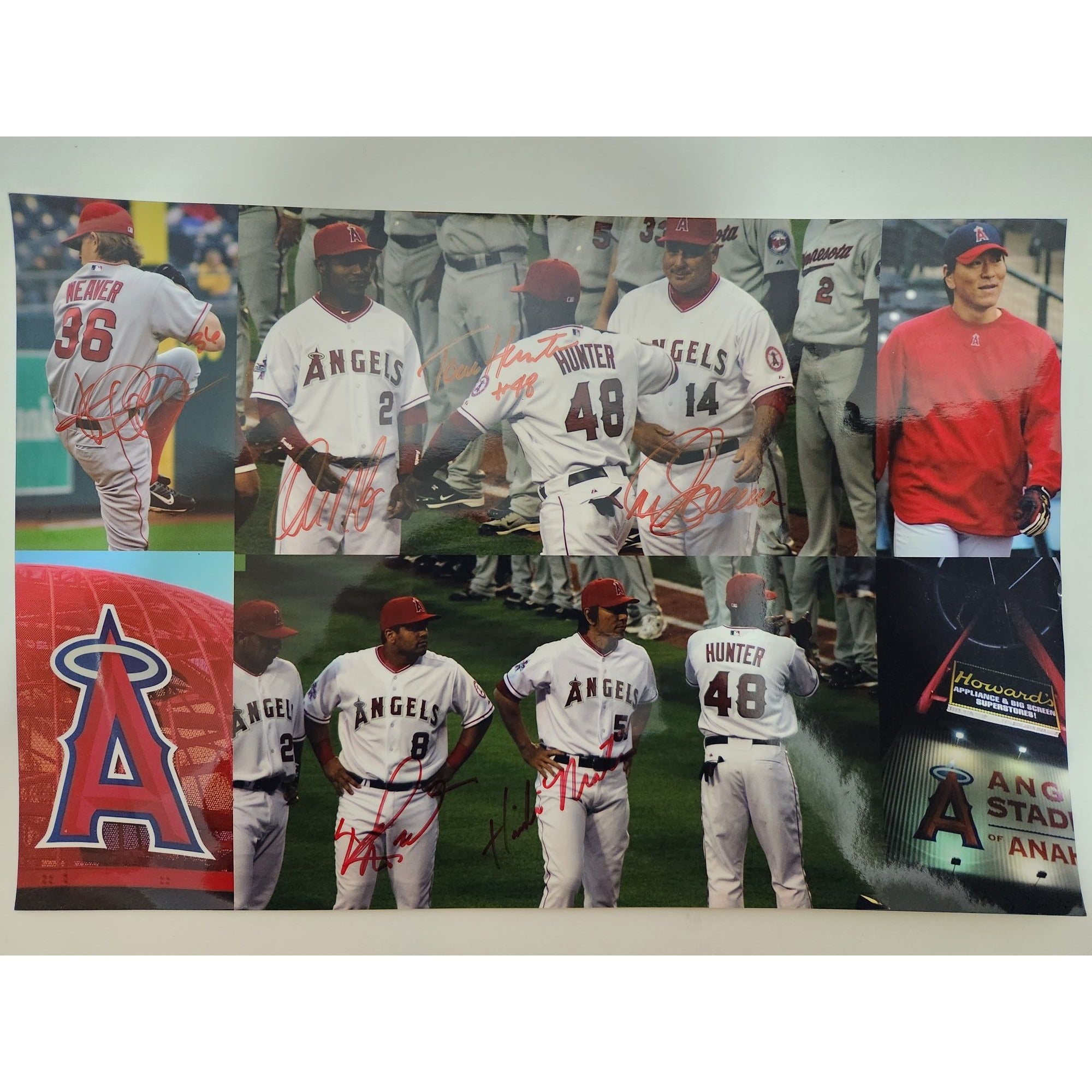 Jared Weaver Hideki Matsui Kendry Morales Mike Scioscia  Garrett Anderson 18x12 photo signed