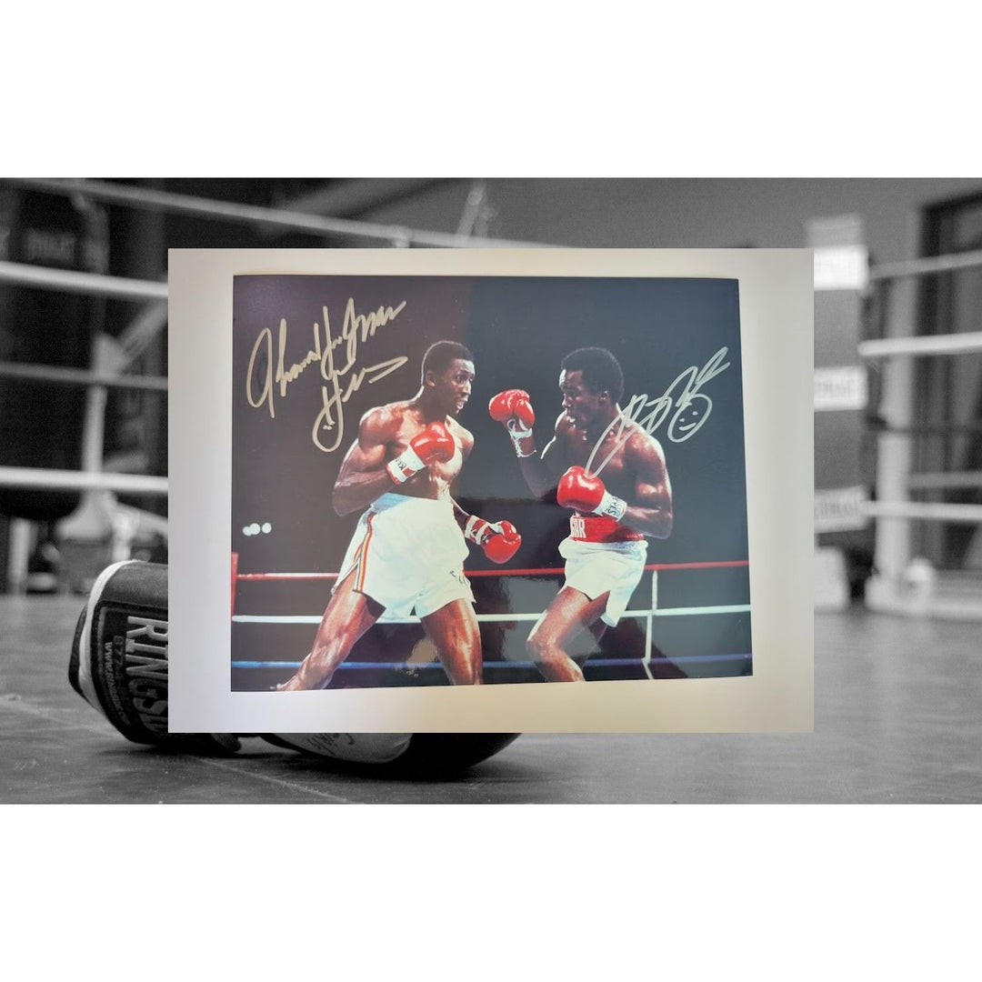 Sugar Ray Leonard and Thomas Hearns 8 x 10 photo signed with proof - Awesome Artifacts 